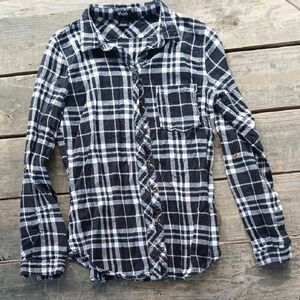 Deb Women's Black and White Plaid Button Down Shirt